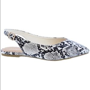 Liliana Snake Black White Slingback Flats